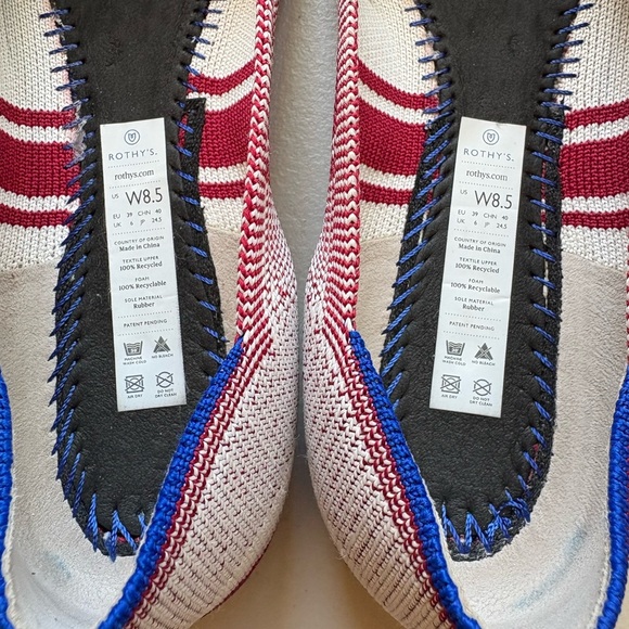 Rothy's Varsity Stripe Red Points size 8.5 - Picture 8 of 8